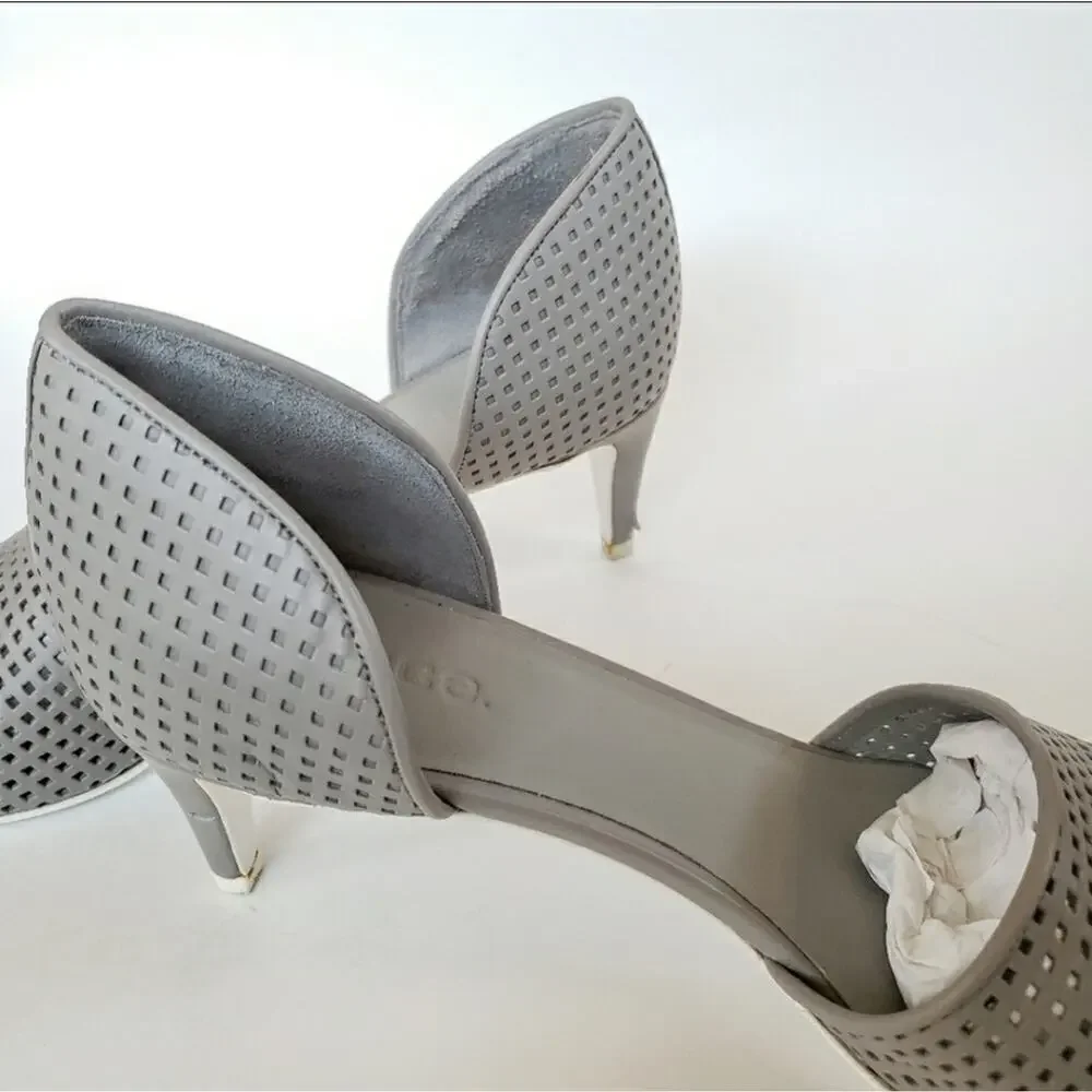 Vince Aurelian Gray Leather D'orsay Heels 10